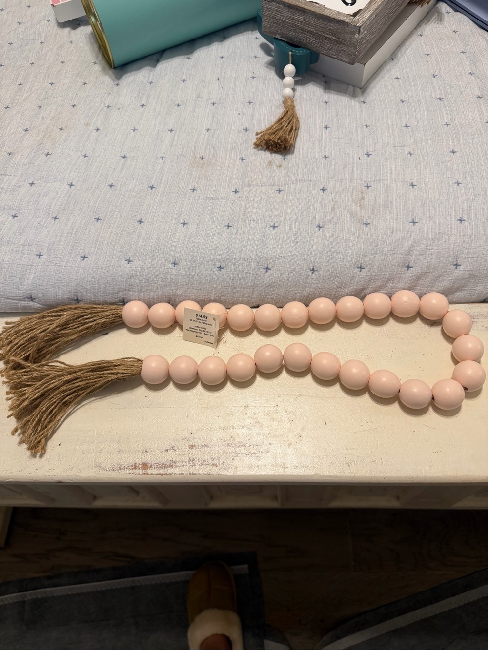 Hobby Lobby Blush Pink Wooden Bead Garland with Jute Tassels